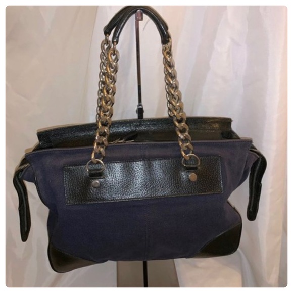 BALENCIAGA navy/black canvas twill/leather bag - Picture 10 of 11